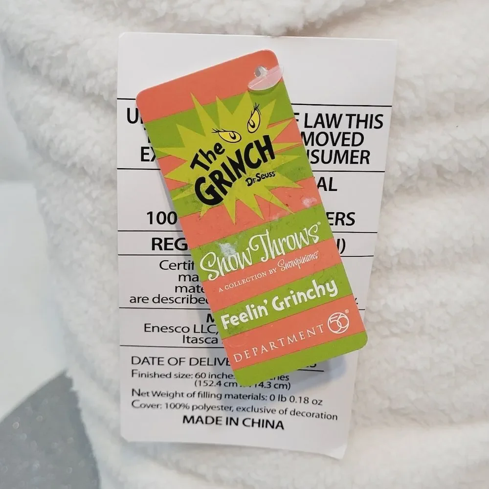 Snowpinions Grinch Feelin Grinchy Throw Blanket Dr Seuss Portable 60 x 45  New